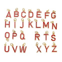 Letter Стойки обшивки латунные подвески, с эмалью и кольцом для прыжков, без кадмия и без свинца, долговечный, реальный 18 k позолоченный, буквы, буквы, 11.5~12x2~10x1 мм, отверстие : 2.5 мм.