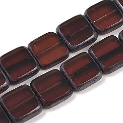 Кокосово-Коричневый Чешские прессованные стеклянные бусины, квадратный, кокосового коричневый, 12x12.5x3.5 мм, отверстие : 0.8 мм, около 40 шт / упаковка