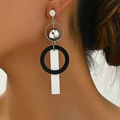 Платина Кольцо с прямоугольными висячими серьгами-гвоздиками из сплава ccb из пластика, платина, 98x35 мм