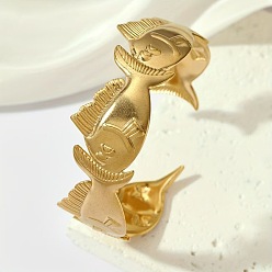 Fish Морские 304 браслеты-манжеты из нержавеющей стали для женщин, золотые, рыба, внутренний диаметр: 2-1/2 дюйм (6.4 см)