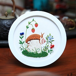 Разноцветный Стартовые наборы для вышивки грибным узором своими руками, включая бамбуковые пяльцы для вышивания, холст, нить, швейная иголка, красочный, 0.3~0.4 мм, 12 цветов