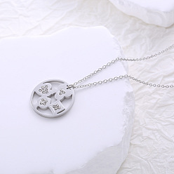 Нержавеющая Сталь Цвет Кольцо из нержавеющей стали с кристаллами и стразами, с подвеской в виде игральной карты, ожерелье для женщин и девочек, цвет нержавеющей стали