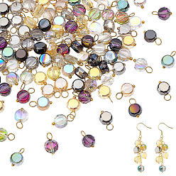 (52) Непрозрачная лаванда 150 шт. круглые стеклянные подвески, с латунной фурнитурой , золотые, разноцветные, 13 мм, отверстие : 3 мм