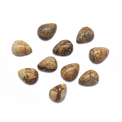 Пейзажный Джаспер Естественная картина яшма кабошоны, слеза, 8x6x3 мм