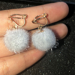 Белый Клипсы из полиэфирного сплава, круглые, золотые, белые, 28x15 мм