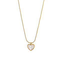 Настоящее золото 14K Колье с подвеской в виде сердца 304 из нержавеющей стали, цепи змейки ожерелья, ионное покрытие (ip), реальный 14 k позолоченный, 17.72 дюйм (45 см)