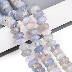 Светло-Синий Природный агат бисер нитей, окрашенные, граненые, рондель, голубой, 11~18x11~18x8~10 мм, отверстие : 1.2 мм, около 40~41 шт / нитка, 14.57~14.96 дюйм (37~38 см)