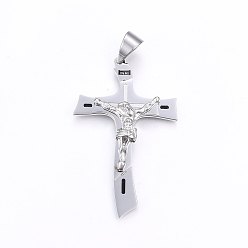 Нержавеющая Сталь Цвет Пасхальная тема 304 большие подвески из нержавеющей стали с эмалью, крест, цвет нержавеющей стали, 62x39x7 мм, отверстие : 9x11 мм