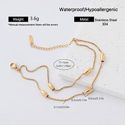 Oval European 304 Staniless Steel 2-Strand Bracelets for Women, Golden, Oval, 6.69 inch(17cm)
