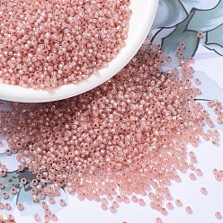 (RR642) Dyed Salmon Silverlined Alabaster Миюки круглые бусины рокайль, японский бисер, 11/0, (rr 642) крашеный лосось серебристый алебастр, 11/0, 2x1.3 мм, Отверстие : 0.8 мм , около 5500 шт / 50 г