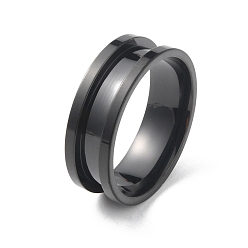 Schwarz 201 Gerillter Fingerring aus Edelstahl, Elektrophorese schwarz, Innendurchmesser: 21 mm