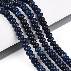 Морской Синий Окрашенные природные белый нефрит бисер пряди, рондель, Marine Blue, 6~6.5x4~4.5 мм, отверстие : 1 мм, около 86~90 шт / нитка, 14.57~15.16'' (37~38.5 см)