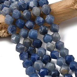 Синий Авантюрин Природные голубые авантюрин бисером пряди, звезды вырезать круглые бусы, граненые, окрашенная и подогревом, 9~10x9~10x9~10 мм, отверстие : 1~1.4 мм, около 38~40 шт / нитка, 14.88'' (15.08'' см)