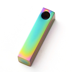 Rainbow Color Ионное покрытие (ip) 304 кулон из нержавеющей стали, полоса / прямоугольник, Радуга цветов, 20x5x5 мм, отверстие : 3 мм