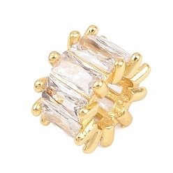 Прозрачный Латунные микро проложить Цирконий Европейский бисером, баррель, большое отверстие шарик, долговечный, стойки покрытие, без свинца и без кадмия, реальный 18 k позолоченный, прозрачные, 11.5x7 мм, отверстие : 6 мм