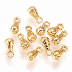 Golden Brass Charms, Chain Extender Drop, Teardrop, Long-Lasting Plated, Golden, 6x3mm, Hole: 1.2mm