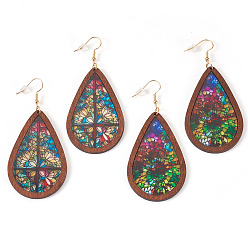 (52) Непрозрачная лаванда 2пары 2 цветные акриловые серьги-подвески для женщин, слеза, золотые, разноцветные, 82x37 мм, 1 пара / цвет