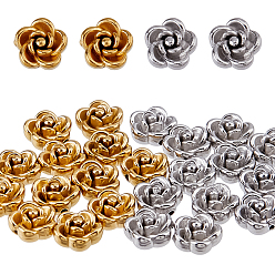 (52) Непрозрачная лаванда 24шт 2 цвета 304 шарики из нержавеющей стали, роза, разноцветные, 5x5x3 мм, отверстие : 0.8 мм, 12 шт / цвет