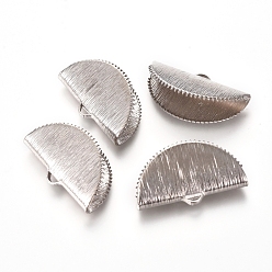 Platine Extrémités de sertissage de ruban de laiton, brossé, demi-tour, platine, 25x14x8~9mm, Trou: 3x1.5mm