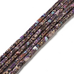 Purple Natural Imperial Jasper Beads Strands, Dyed, Column, Purple, 13.5~14x4mm, Hole: 1.4mm, about 29pcs/strand, 15.63''(39.7cm)