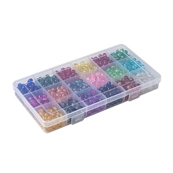 Mixed Color 18 Colors Transparent Crackle Glass Beads, Oval, Mixed Color, 8x5.5~6mm, Hole: 1mm, 18 colors, 45pcs/color, 810pcs/box