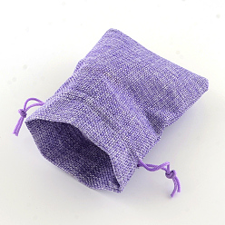 Лиловый Мешки мешка шнурка упаковки мешка мешка имитационные полиэфирные, сирень, 18x13 см