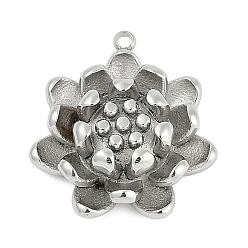 Нержавеющая Сталь Цвет 304 подвески из нержавеющей стали, цветочный шарм, цвет нержавеющей стали, 22x20x6.5 мм, отверстие : 1.5 мм