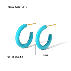 Синий Простые и элегантные 304 серьги-гвоздики из нержавеющей стали в форме буквы С, золотые, синие, 16 мм
