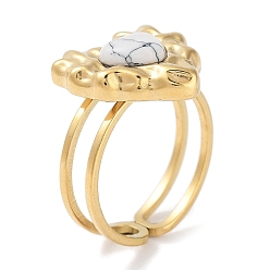 Говлит Ионное покрытие (ip) 304 кольцо из нержавеющей стали, регулируемые кольца из синтетического говлита, сердце, 15x15.5 мм, внутренний диаметр: регулируемый