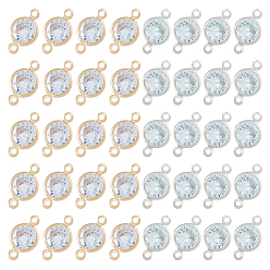 Platinum & Light Gold 40шт 2 цвета кубический цирконий ссылка, с латунной фурнитурой , алмаз, платина и светлое золото, 15x9x4.5 мм, отверстие : 1 мм, 20 шт / цвет