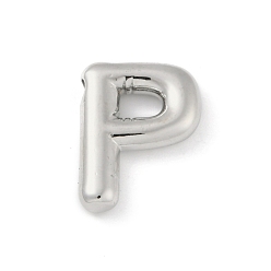 Letter P Gestellmessinganhänger, langlebig überzogen, Bleifrei und cadmium frei, Platin Farbe, Buchstaben p, 17.5x13x4 mm, Bohrung: 1.8 mm