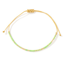 Лайм Браслеты из бисера и бусин из богемского стекла, плетеные браслеты из полиэфирного шнура для женщин, колонка, желто-зеленые, 11.02 дюйм (28 см)