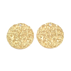 Настоящее золото 18K Ионное покрытие (ip) 304 подвески из нержавеющей стали, текстурированная плоская круглая подвеска, реальный 18 k позолоченный, 30x2.2 мм, отверстие : 2.3 мм