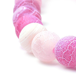Magenta Natural Weathered Agate Beads Strands, Frosted, Dyed, Round, Magenta, 8mm, Hole: 1mm, about 47pcs/strand, 15.7 inch