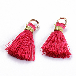 Темно-Розовый Нейлоновые нитки, с золотыми железными кольцами и металлическим шнуром, темно-розовыми, 22~26x5~7 мм, отверстие : 4x2 мм