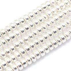 Plata Plateada Electroplate no magnéticas de hematita sintética hebras de cuentas, aa grado, larga duración plateado, Rondana plana, Plata Plateada, 3x2 mm, agujero: 0.8 mm, sobre 223 unidades / cadena, 15.7 pulgada (40 cm)