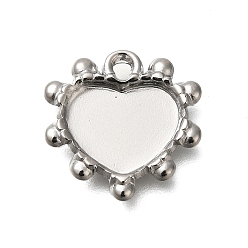 Нержавеющая Сталь Цвет 304 Настройки кабошон из нержавеющей стали кулон, сердце, цвет нержавеющей стали, лоток : 8x11 мм, 15x15.5x2.5 мм, отверстие : 1.5 мм