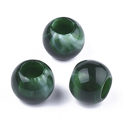 Dark Green Acrylic Beads, Imitation Gemstone Style, Rondelle, Dark Green, 11.5x9.5mm, Hole: 5.5mm, about 760pcs/500g