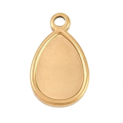Teardrop 304 Настройки кабошон из нержавеющей стали кулон, золотые, слеза, 20.5x13x2 мм, отверстие : 2 мм