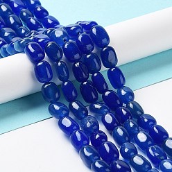 Blue Natural Jade Beads Strands, Dyed, Nuggets, Tumbled Stone, Blue, 9.5~11.5x8~8.5x7~8mm, Hole: 1mm, about 34~38pcs/strand, 14.76~15.16''(37.5~38.5cm)