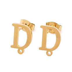 Letter D Ионное покрытие (ip) 304 серьги-гвоздики из нержавеющей стали, для женщин, Буква D, 11.5x8 мм, отверстие : 1 мм, штифты : 0.7 мм