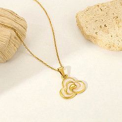 Blanco 304 Collares con colgante de nube de acero inoxidable esmaltado para mujer, dorado, blanco, 15.75 pulgada (40 cm)