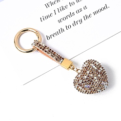 Копченая Топаз Брелок из искусственной кожи и стразов, с литыми пружинными кольцами, сердце, курил топазом, 11.5x4.5 см