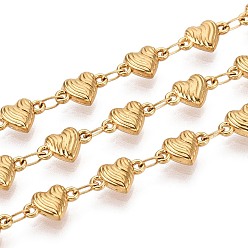 Настоящее золото 18K 5m 304 цепочки из нержавеющей стали в форме сердца, пайки, с катушкой, ионное покрытие (ip), реальный 18 k позолоченный, 9x6x3 мм