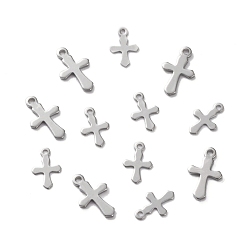 Платина Латунные крошечные крестики, долговечный, платина, 9x6x0.5 мм, отверстие : 0.9 мм