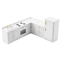 Белый 5 шт. набор мини-шкафчиков из березовой древесины, аксессуары для украшения микроландшафта кукольного домика, белые, 62~76x50~75x87~127 мм