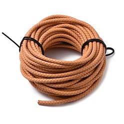 Мокасин Плетеный кожаный шнур с сердечником, кожаный шнур ювелирных изделий, ювелирные изделия DIY делает материал, окрашенные, круглые, мокасин, 6 мм, около 10.93 ярдов (10 м) / пачка