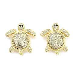 Настоящее золото 18K Латунные микро проложить кубического циркония бусы, черепаха, долговечный, стойки покрытие, без свинца и без кадмия, ионное покрытие (ip), реальный 18 k позолоченный, 20.5x18x5.5 мм, отверстие : 1 мм