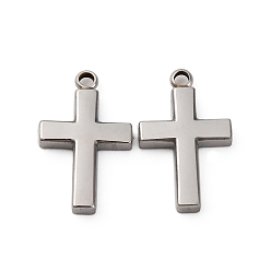 Нержавеющая Сталь Цвет 304 подвески из нержавеющей стали, крест очарование, цвет нержавеющей стали, 18.5x11x2.5 мм, отверстие : 1.6 мм
