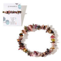 Турмалин Натуральные разноцветные турмалиновые бусины, эластичные браслеты для женщин и мужчин, с открытки, 6.89 дюйм (17.5 см)